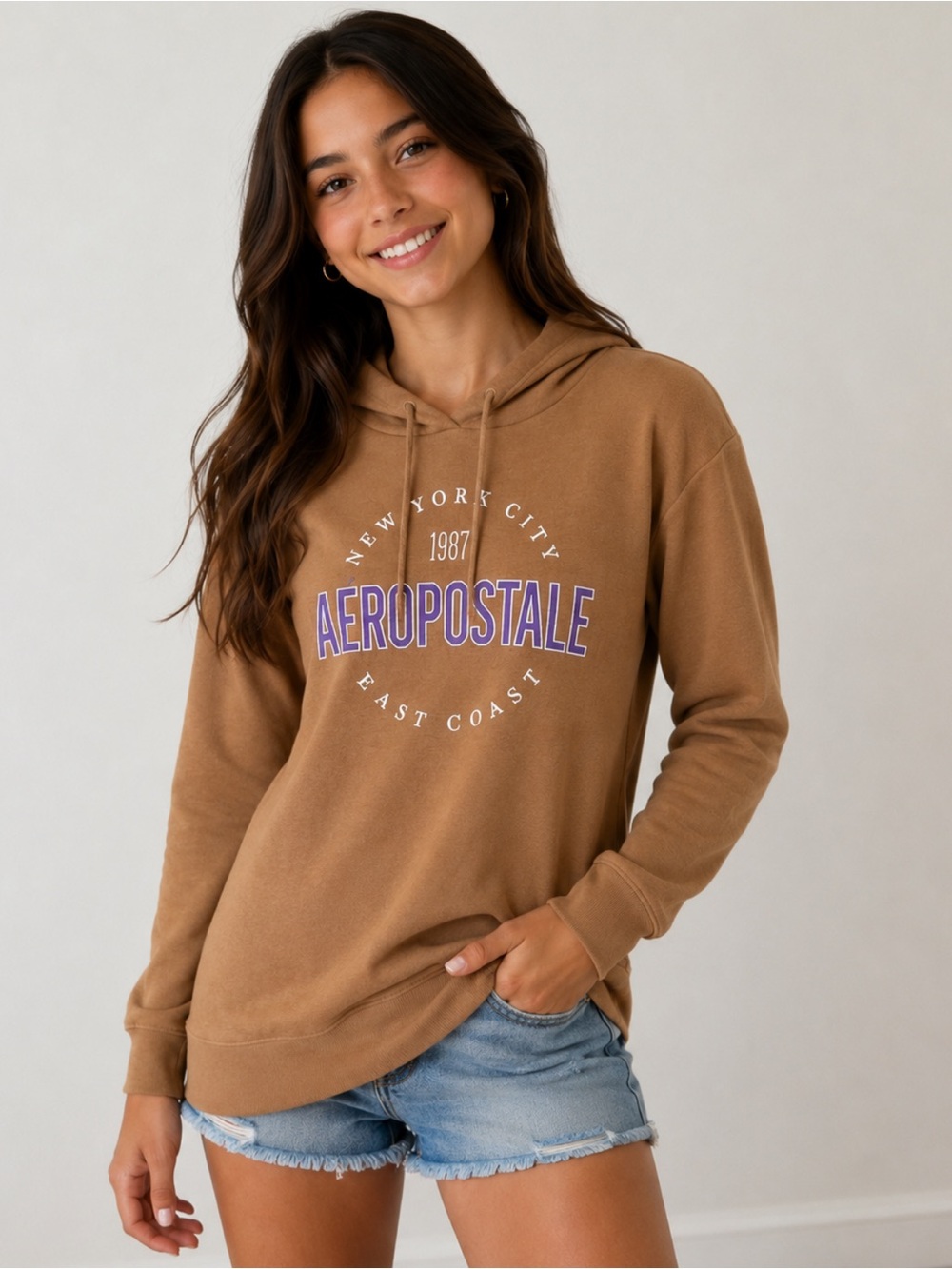 NWT Aeropostale kids (Girl) Tan Hoodie Sweater - Size L